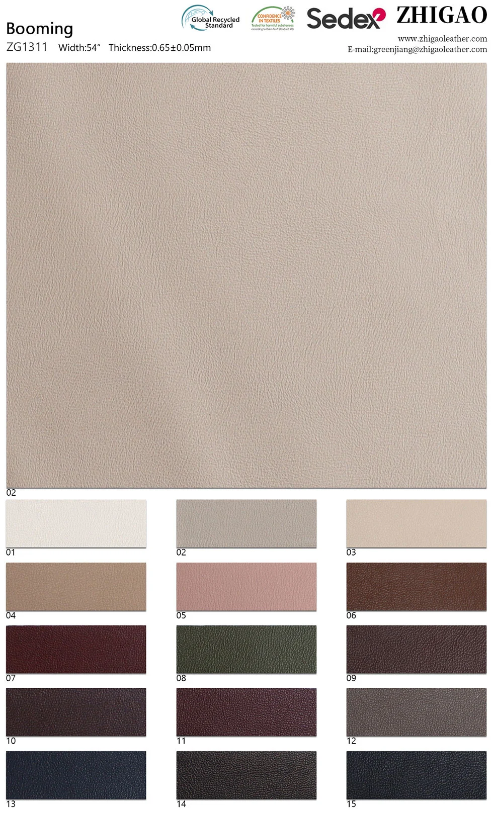 Microfiber Backing PU Synthetic Leather for Apparels
