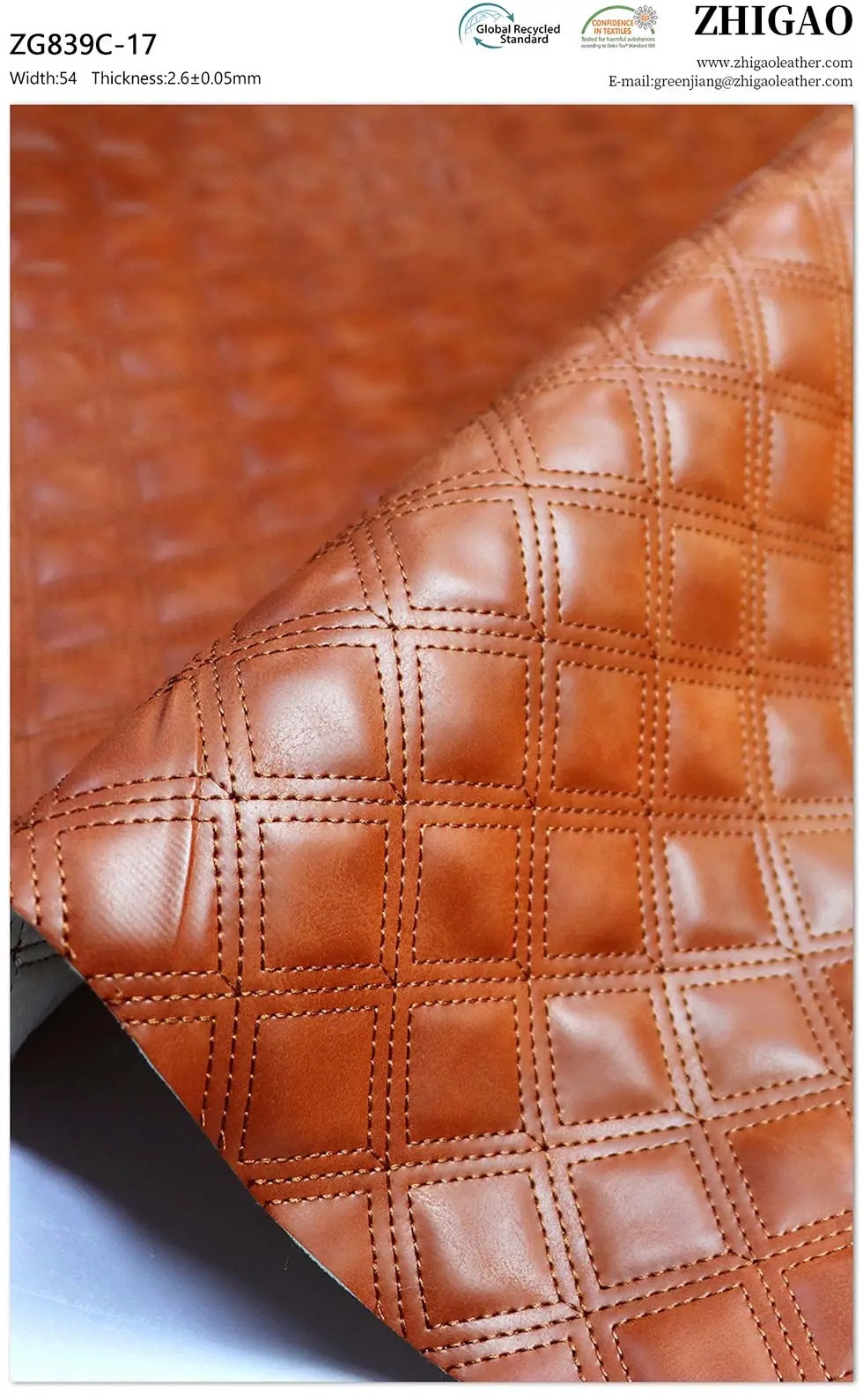 Sponge Stitching Foam Artificial Quilted Automotive Cars PVC Leather Fabric