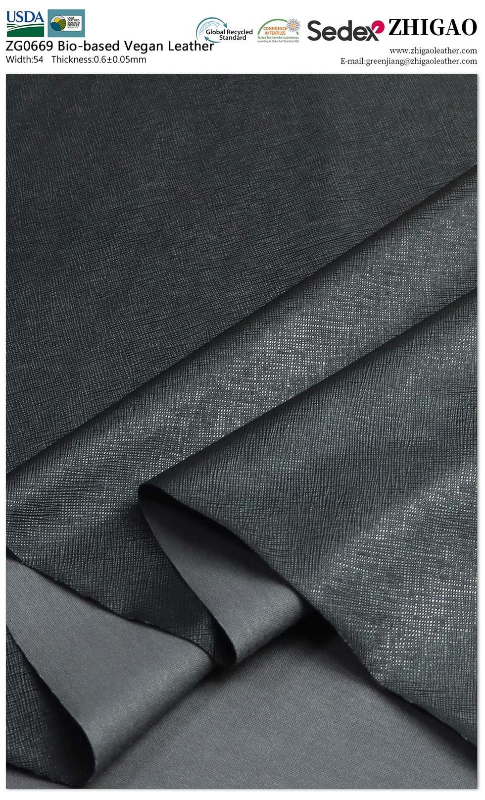 Vegan Bio-based Leather Garments Fabric
